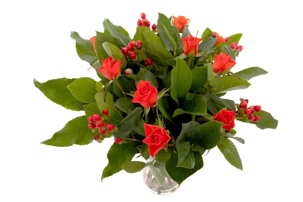 Bukiet Czerwony Kwiaty Liście — Zdjęcie stockowe
