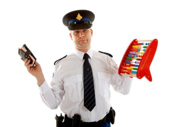 Dutch police officer is caunting vouchers quotas clipart