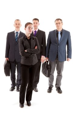 Four business , one young woman and three older men clipart