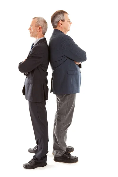 Dos Hombres Negocios Espalda Con Espalda Sobre Fondo Blanco Con — Foto de Stock