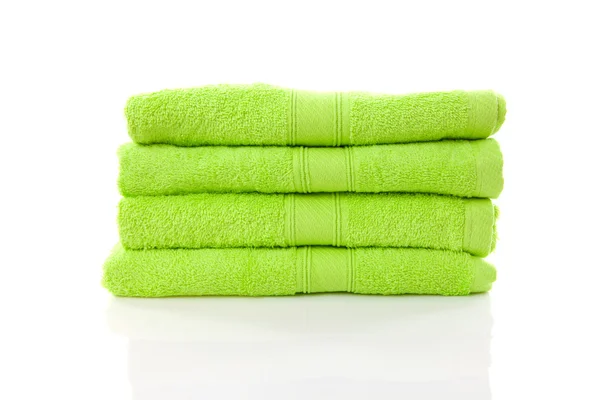 Mucchio di asciugamani verde lime — Foto Stock