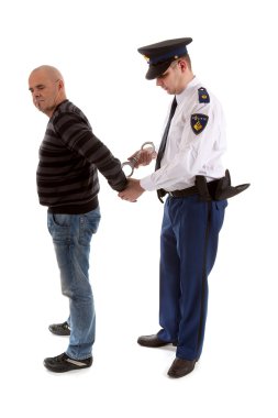 Police agent is making a arrest clipart
