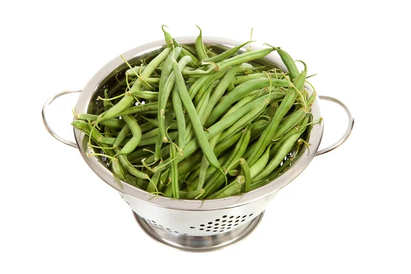 長い緑豆のザル — ストック写真