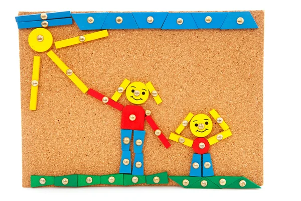 Creatie gemaakt door kinderen aan kurk boord — Stockfoto