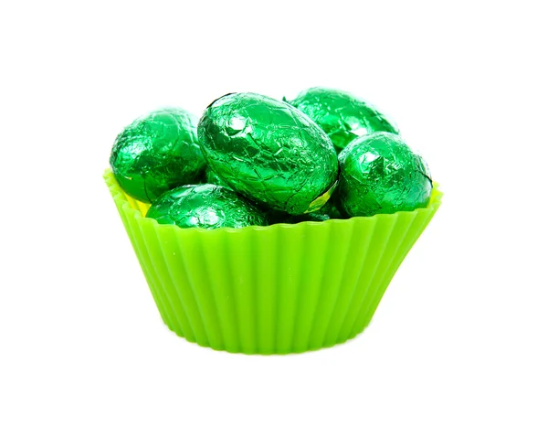 Zielony miski z pisanki — Zdjęcie stockowe