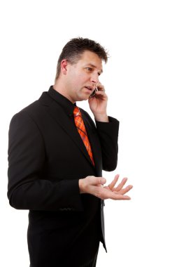 Businessman is calling on the phone clipart