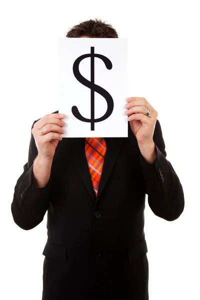 Businessman is holding a dollar mark — Stock Photo, Image