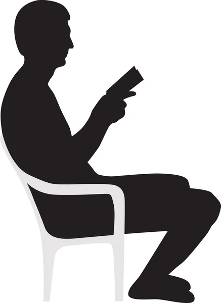 Az ember olvasó egy könyv silhouette vektor — Stock Vector