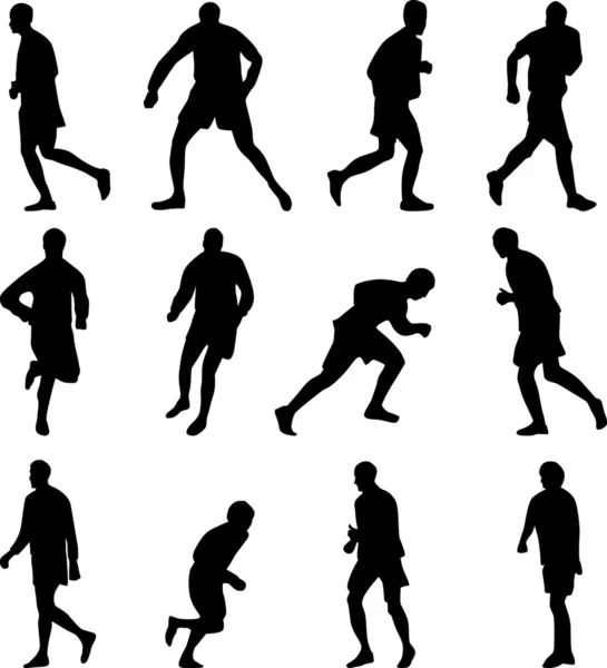Soccer player collection silhouette vector — Stock Vector