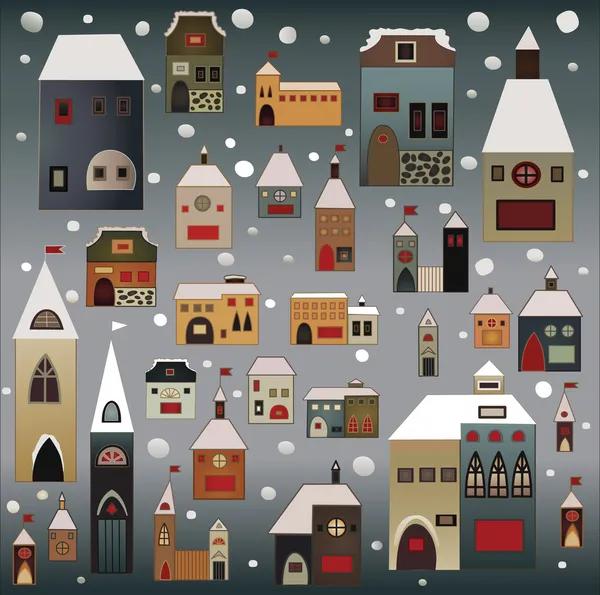 Christmas houses vector set — Stock Vector