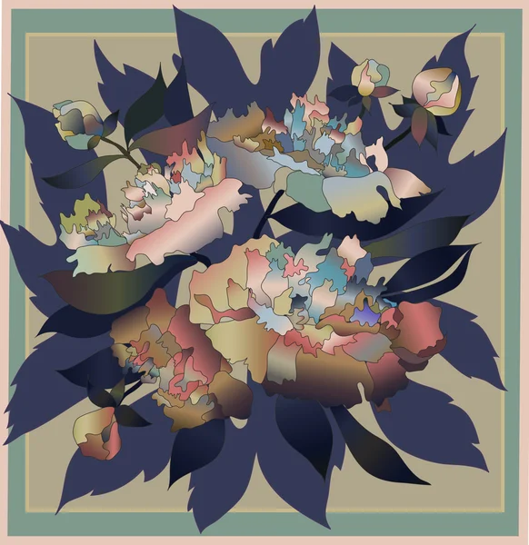 Bouquet di peonia blu — Vettoriale Stock