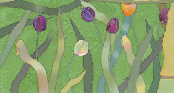 Afbeelding Van Mijn Kunstwerk Met Een Tulpen Groene Achtergrond — Stockfoto