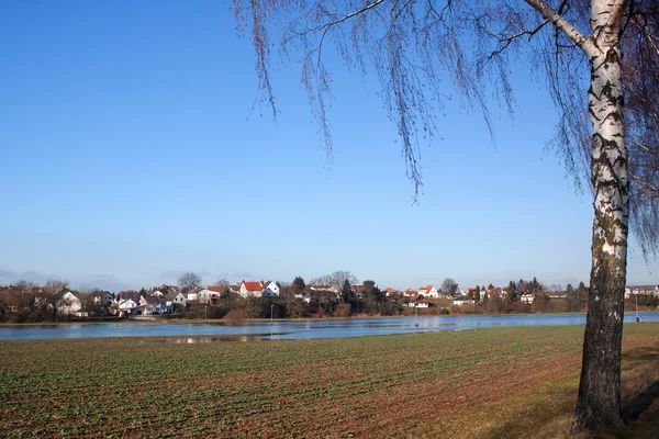 stock image Flood in Hessen, Germany, photographed in January 2011