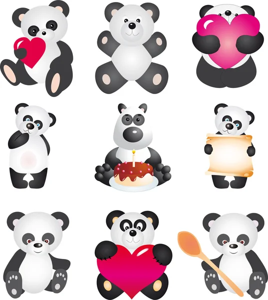 Panda. Vektoros gyűjtemény — Stock Vector