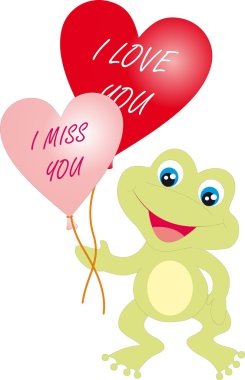 Frog with hearts clipart