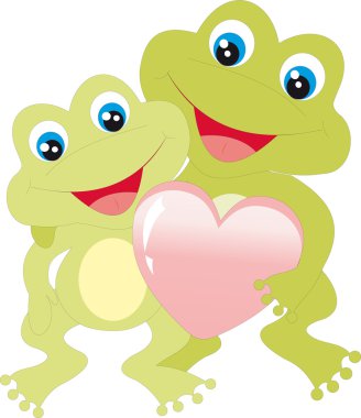 Frogs with heart clipart