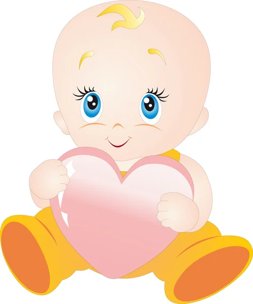 Μωρό Καρδιά Που Απομονώνονται Λευκό Φόντο Διάνυσμα — Διανυσματικό Αρχείο