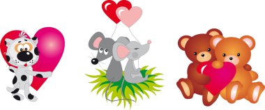 Valentine`s day animals Vector collection clipart