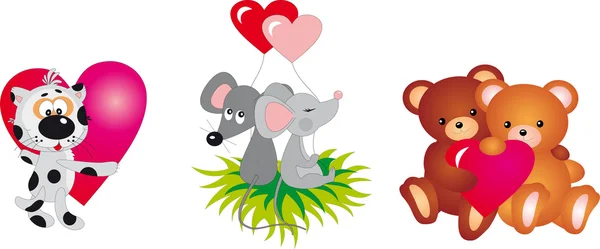 Aftelkalender voor Valentijnsdag dieren Vector collectie — Stockvector