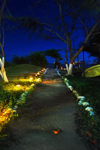 stock image Walkway to beach at night