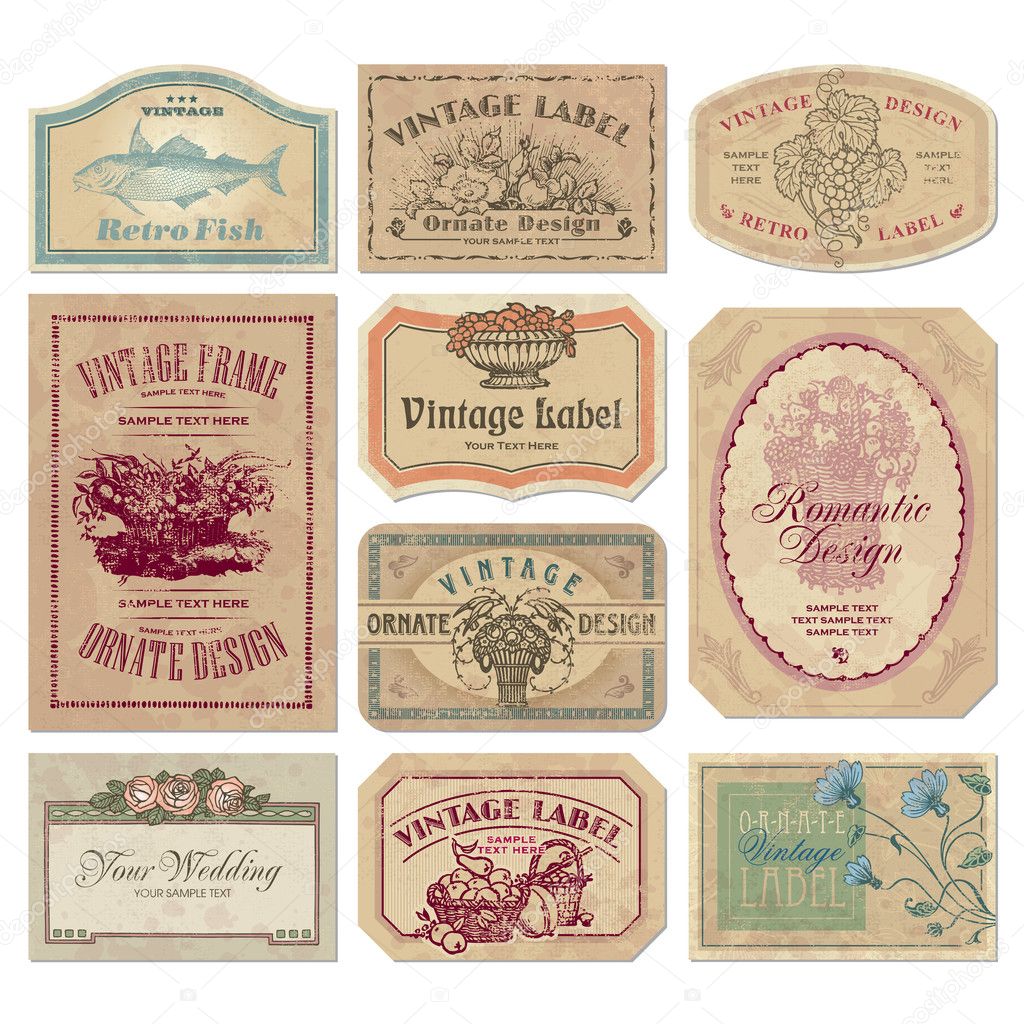 Vintage labels set (vector) — Stock Vector © milalala #3966131