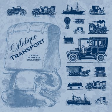 Antique transportation set (vector) clipart