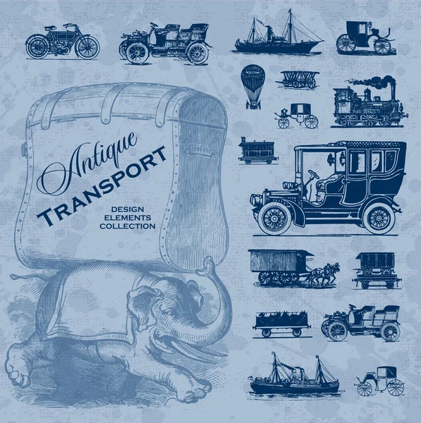 Antique transportation set (vector) — Stock Vector
