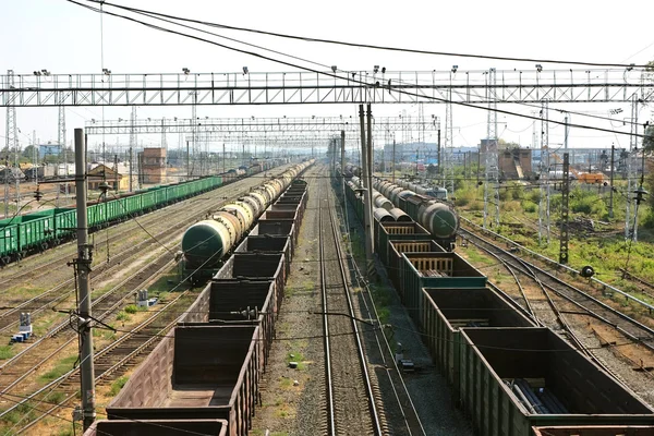 Trenes Ferrocarriles Mercancías —  Fotos de Stock