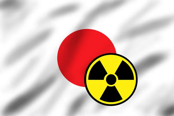 Vlag van japan met straling teken — Stockfoto
