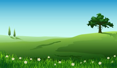 Rural landscape, vector illustration clipart