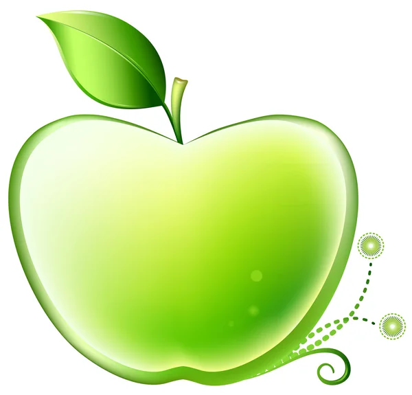 Glanzende groene appel — Stockvector