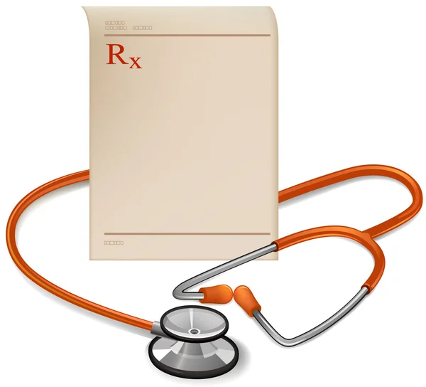 Medyczne receptę i stetoskop — Wektor stockowy