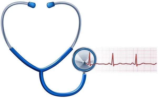 EKG i stetoskop na białym tle — Wektor stockowy