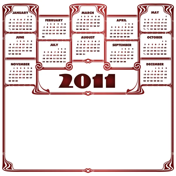 Calendário para o Ano 2011, semana começa na segunda-feira — Vetor de Stock