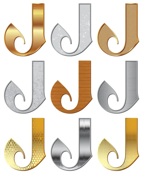Set Vettoriale Alfabeto Stilizzato Diversi Materiali Naturali Texture — Vettoriale Stock