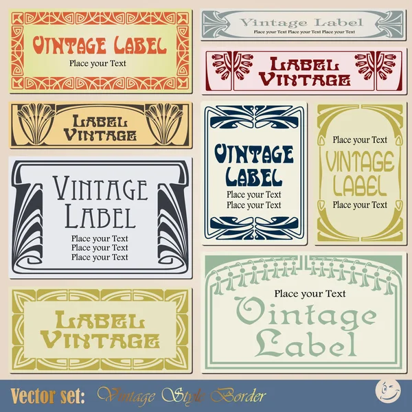 Vintage Stijl Grenst Aan Verschillende Onderwerpen Voor Decoratie Ontwerp — Stockvector