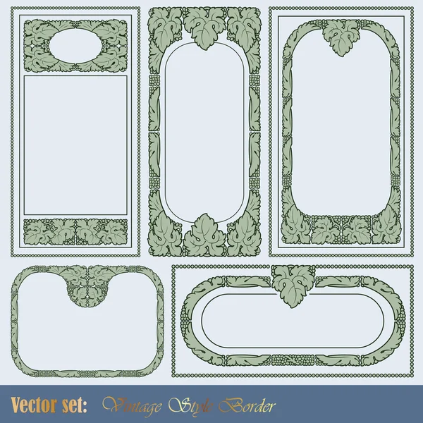 Vintage Style Borders Different Topics Decoration Design — Stock Vector