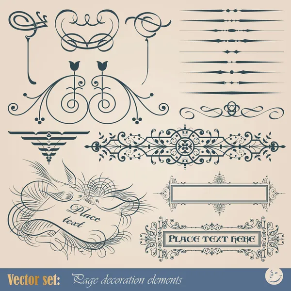 Kaligrafické prvky designu a dekorace stránek — Stockový vektor