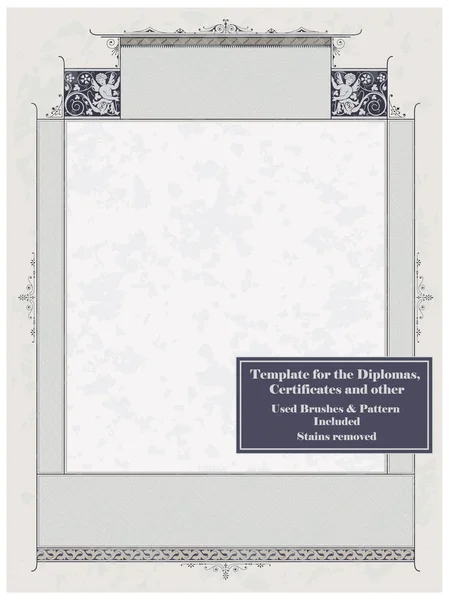 Vintage frame, certificaat of diploma sjabloon — Stockvector