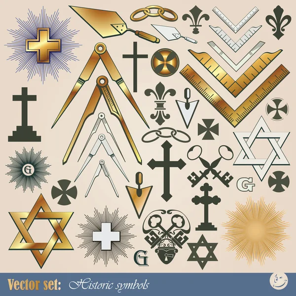 Historical and religious symbols — Stock Vector