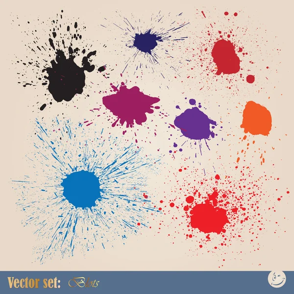 Vector set editable ink spills, stains and splashes — Stock Vector
