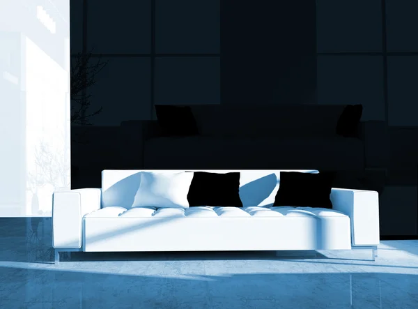 Wit meubilair in zwarte kantoor — Stockfoto