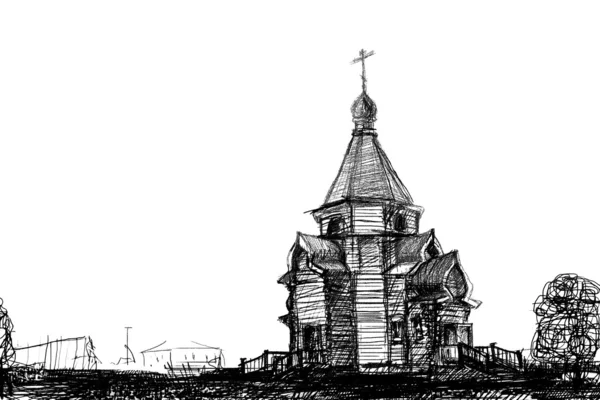 Bosquejo iglesia de madera — Foto de Stock