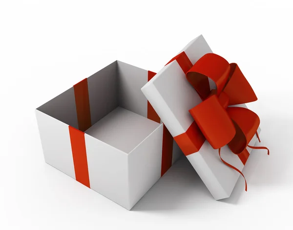 Offene weiße Geschenkbox — Stockfoto