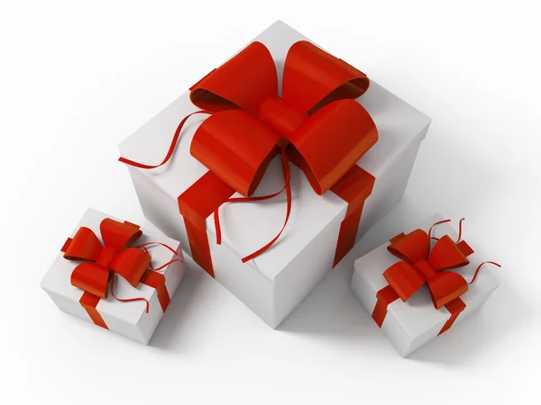 Weiße Geschenkboxen — Stockfoto