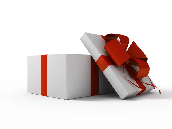 Offene weiße Geschenkbox — Stockfoto