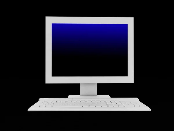 Белый монитор и клавиатура — стоковое фото