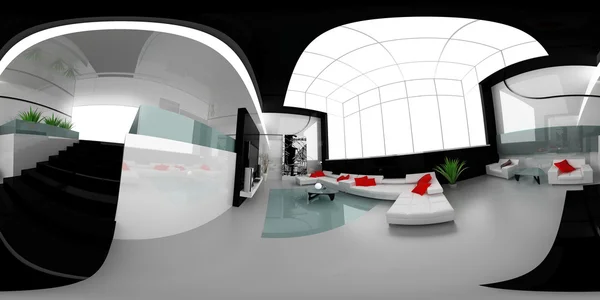 Moderner Salon Innenraum Für Die Schaffung Eines Kugelförmigen Panoramas — Stockfoto