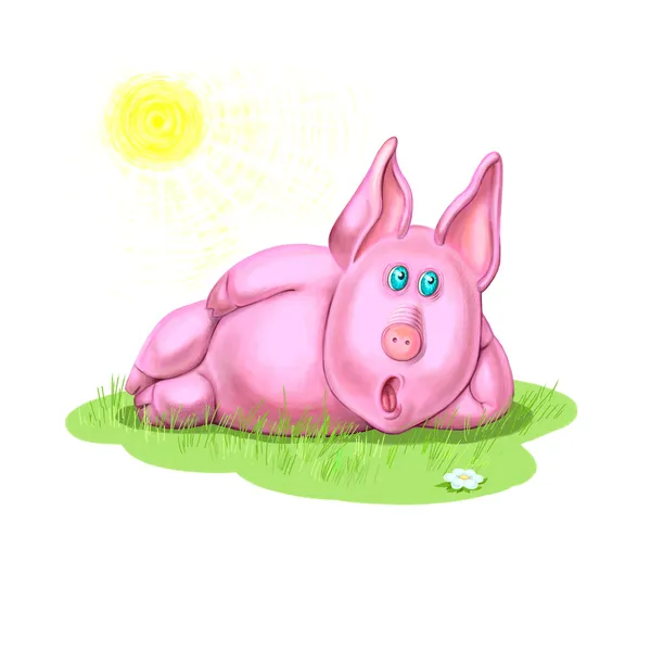 Amusing piglet on the glade — Stock Photo, Image
