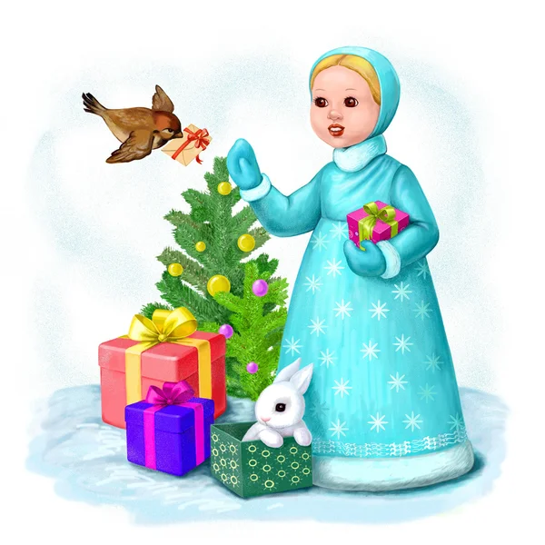 Little Snow Maiden with letter
